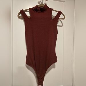 Elegant Sleeveless Burgundy Bodysuit